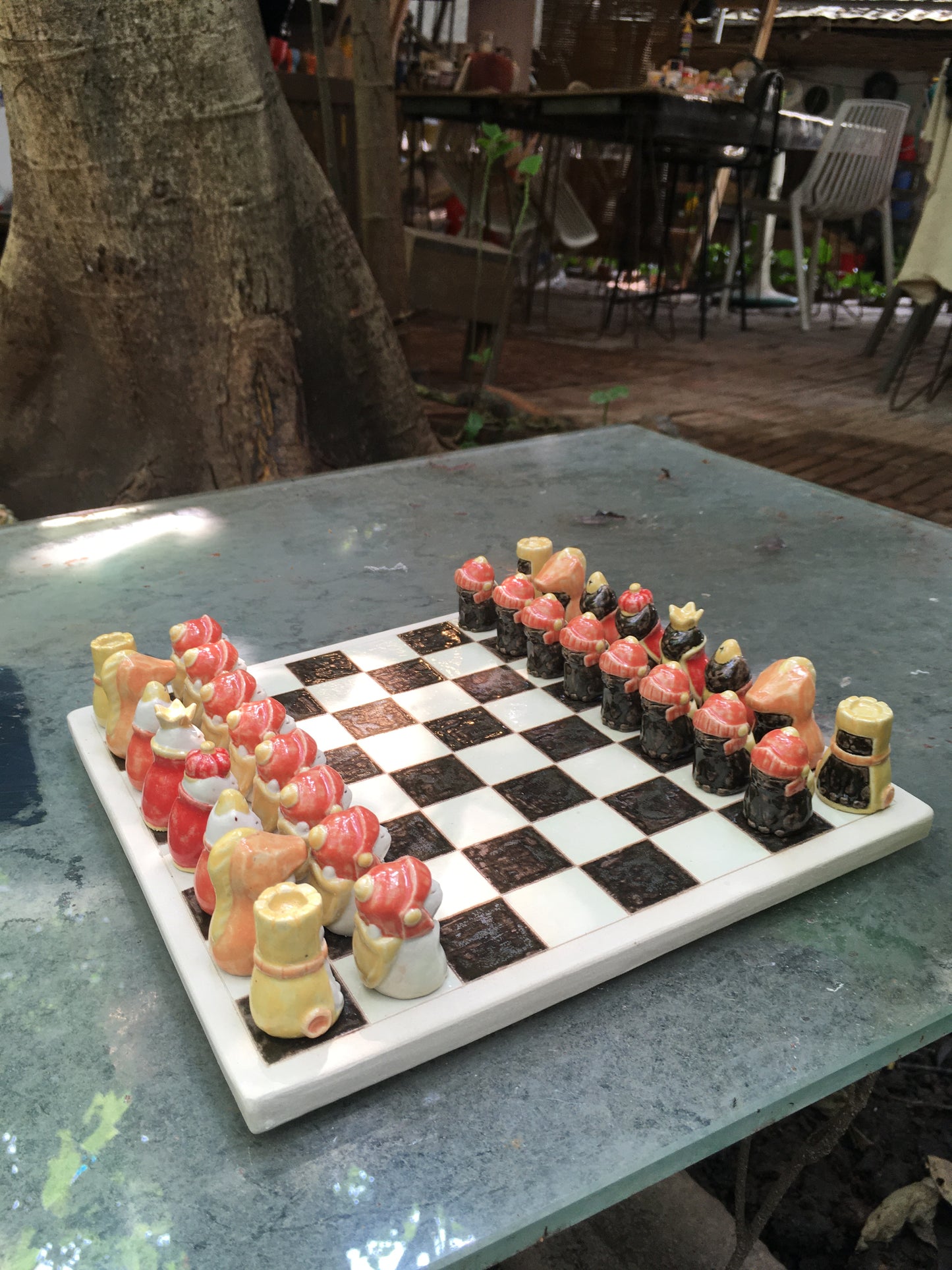 Ceramic Cat Chess Set - Nghich Dat - Clay Play