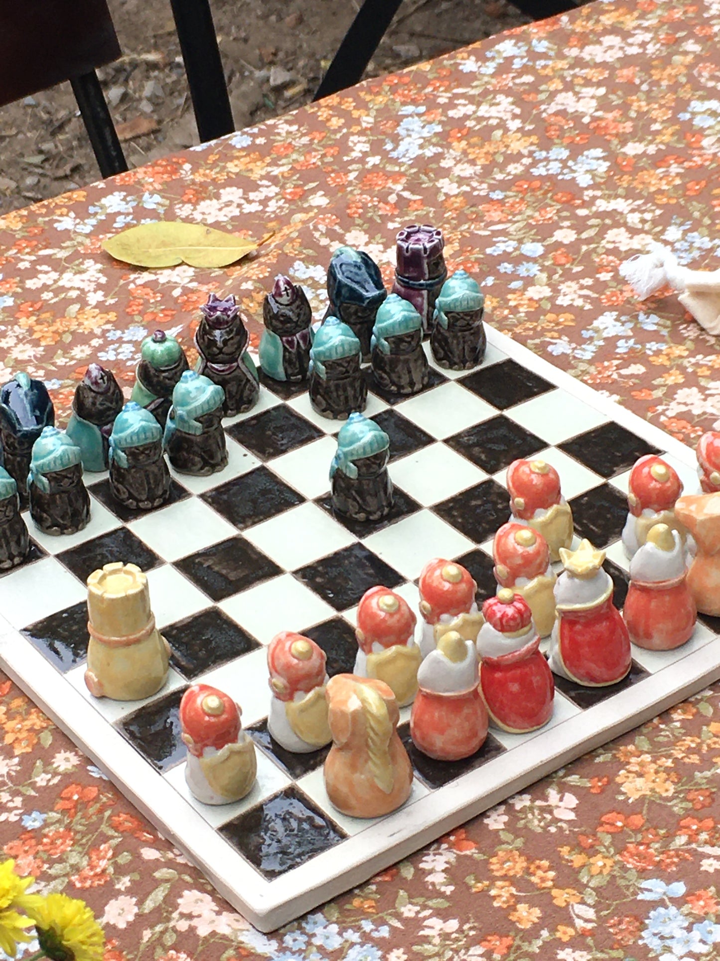 Ceramic Cat Chess Set - Nghich Dat - Clay Play