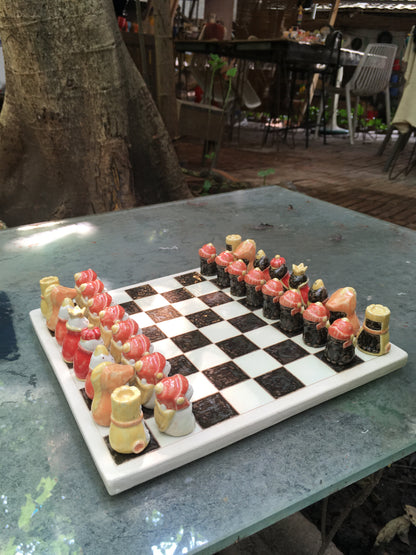 Ceramic Cat Chess Set - Nghich Dat - Clay Play